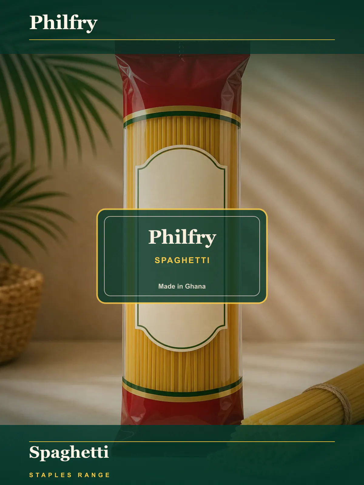 Philfry Spaghetti — Premium durum-wheat spaghetti for Ghanaian kitchens.