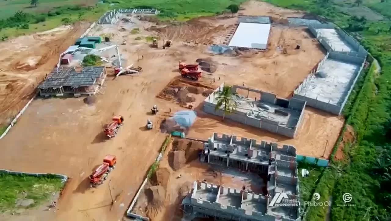 Aerial view of the Kyekyerew refinery construction site in Eastern Region, Ghana